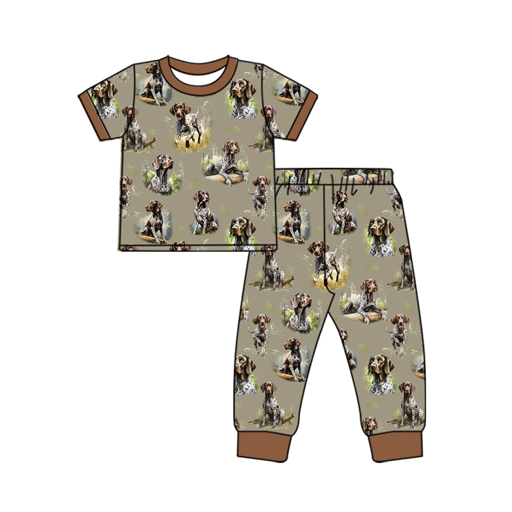 Preorder BSPO0514 Spotted puppy grey-green short-sleeved pant pajama set