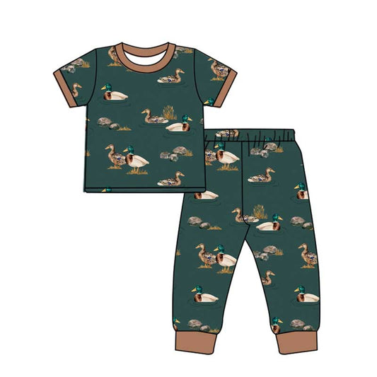 Preorder BSPO0516 Duck Stone brown green short-sleeved pant pajamas set