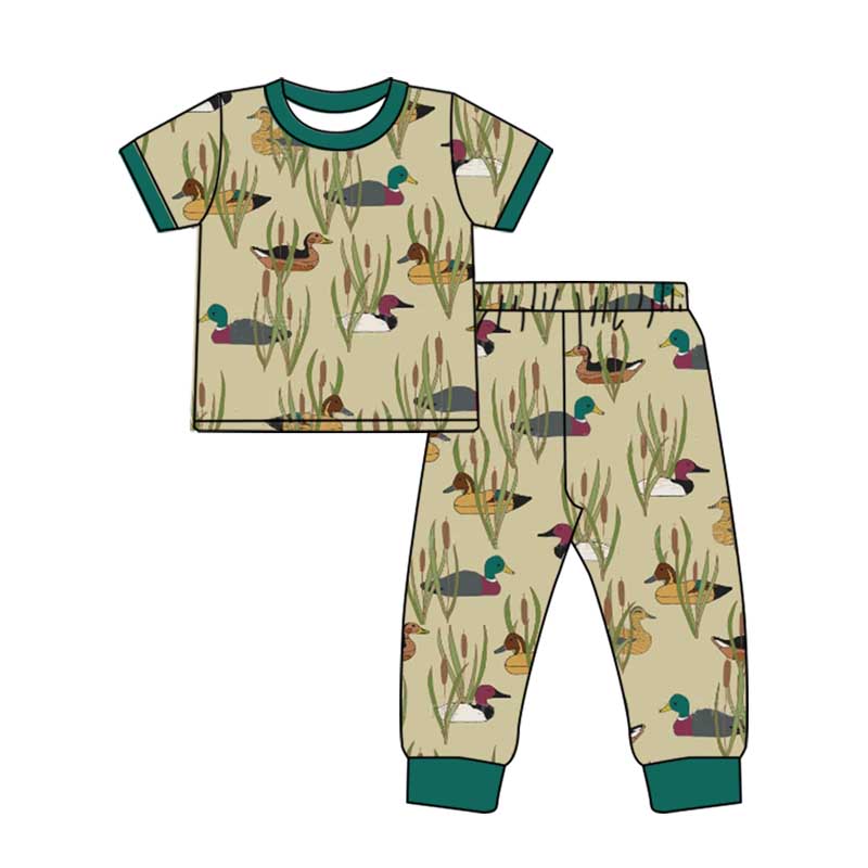 Preorder BSPO0517 Duck and Dandelion green short-sleeved pant pajamas set