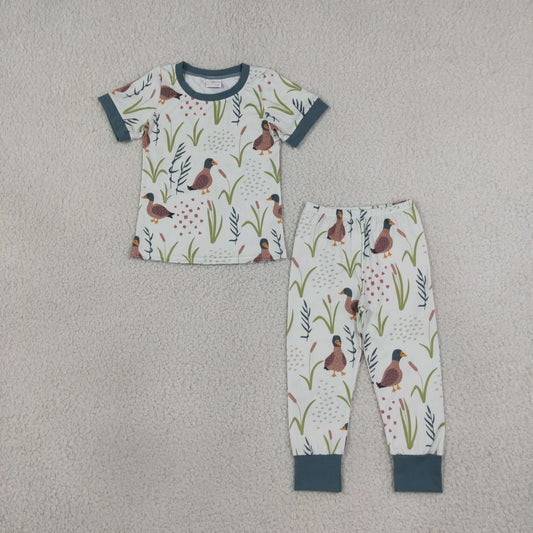 BSPO0519 Mallard Ducks Sage Green Boys Pajamas Set