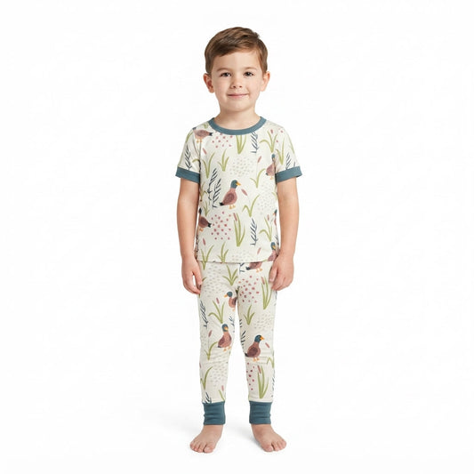 BSPO0519 Mallard Ducks Sage Green Boys Pajamas Set