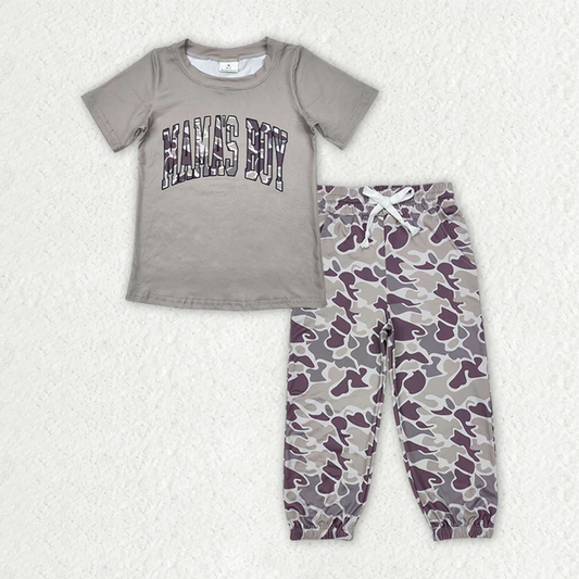 preorder BSPO0566 mama's boy brown camo short sleeve top pants set Boys Boutique outfit 202504