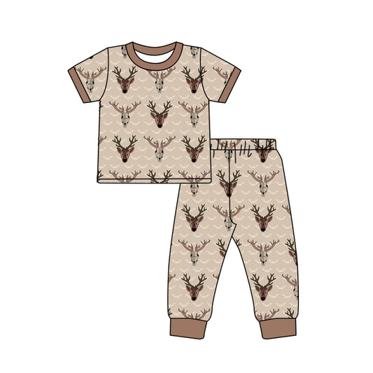 preorder BSPO0568 deer hunting brown short sleeve top pants set Boys Boutique outfit 202505
