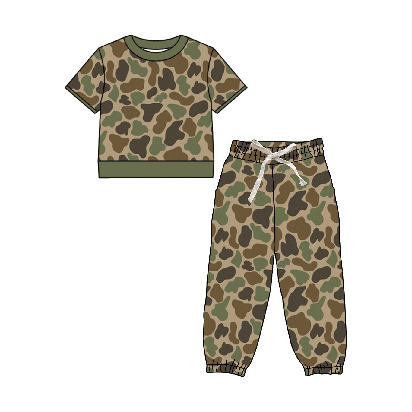MOQ 5 PCS preorder BSPO0677 Gray Green Brown Camouflage Short Sleeve Pants Boys Sets 202604
