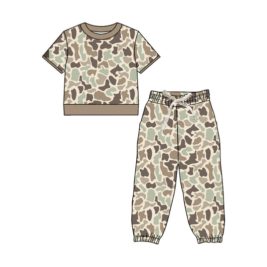 MOQ 5 PCS preorder BSPO0678 Beige Brown Camouflage Short Sleeve Pants Boys Sets 202604