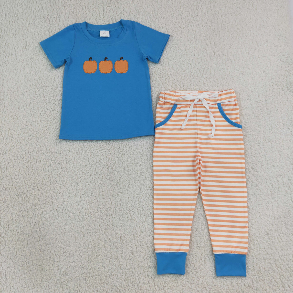 Embroidery Fall Pumpkin Kids Matching Clothes