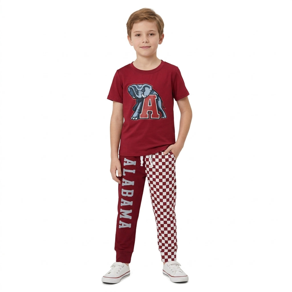 BSPO0697 Vinyl School Team Plaid Red Boys Set