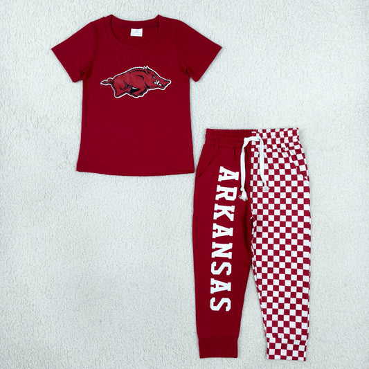 BSPO0699 Vinyl School Team Red Plaid Boys Set