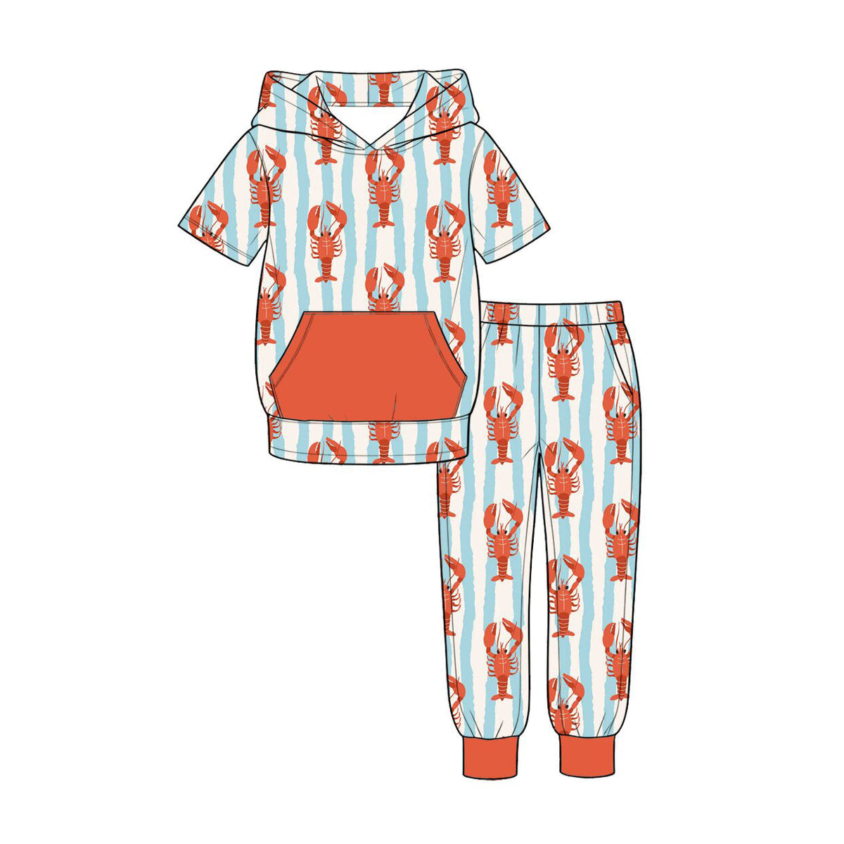 Preorder MOQ 5 pcs Each Style Mardi Gras Crawfish Stripe Kids Matching Clothes
