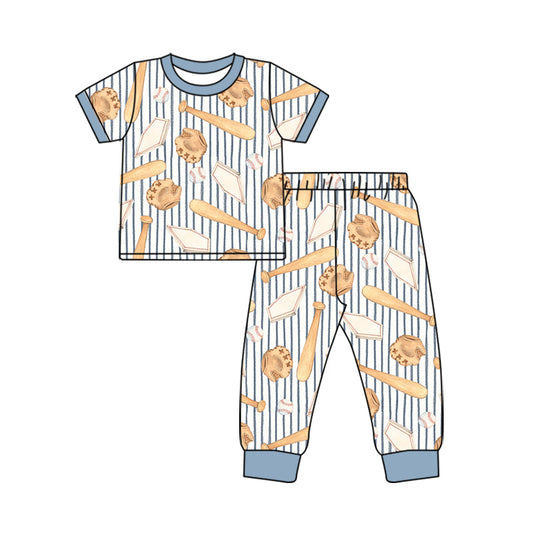 Preorder MOQ 5 pcs Each Style Baseball Print Pajamas Kids Matching Clothes