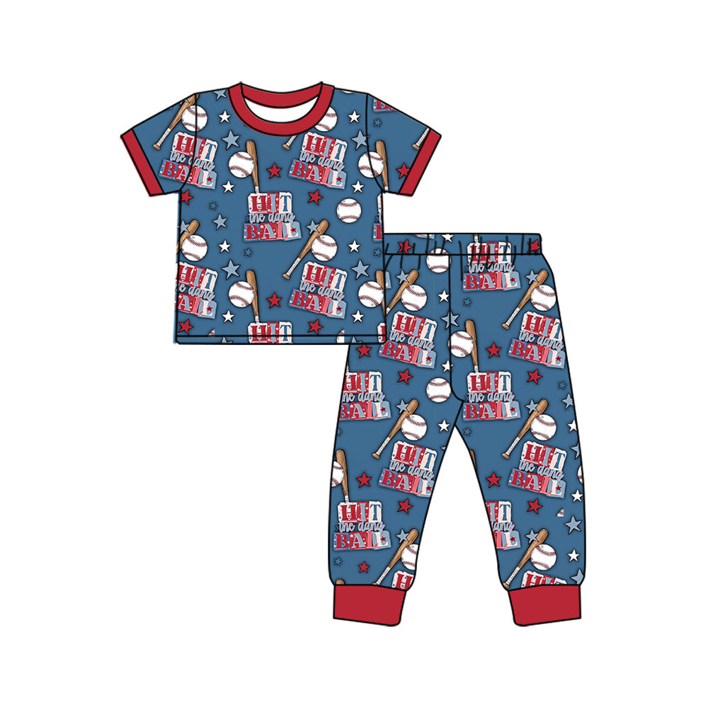 Preorder MOQ 5 pcs Each Style HIT BALL Baseball Star Pajamas Kids Matching Clothes