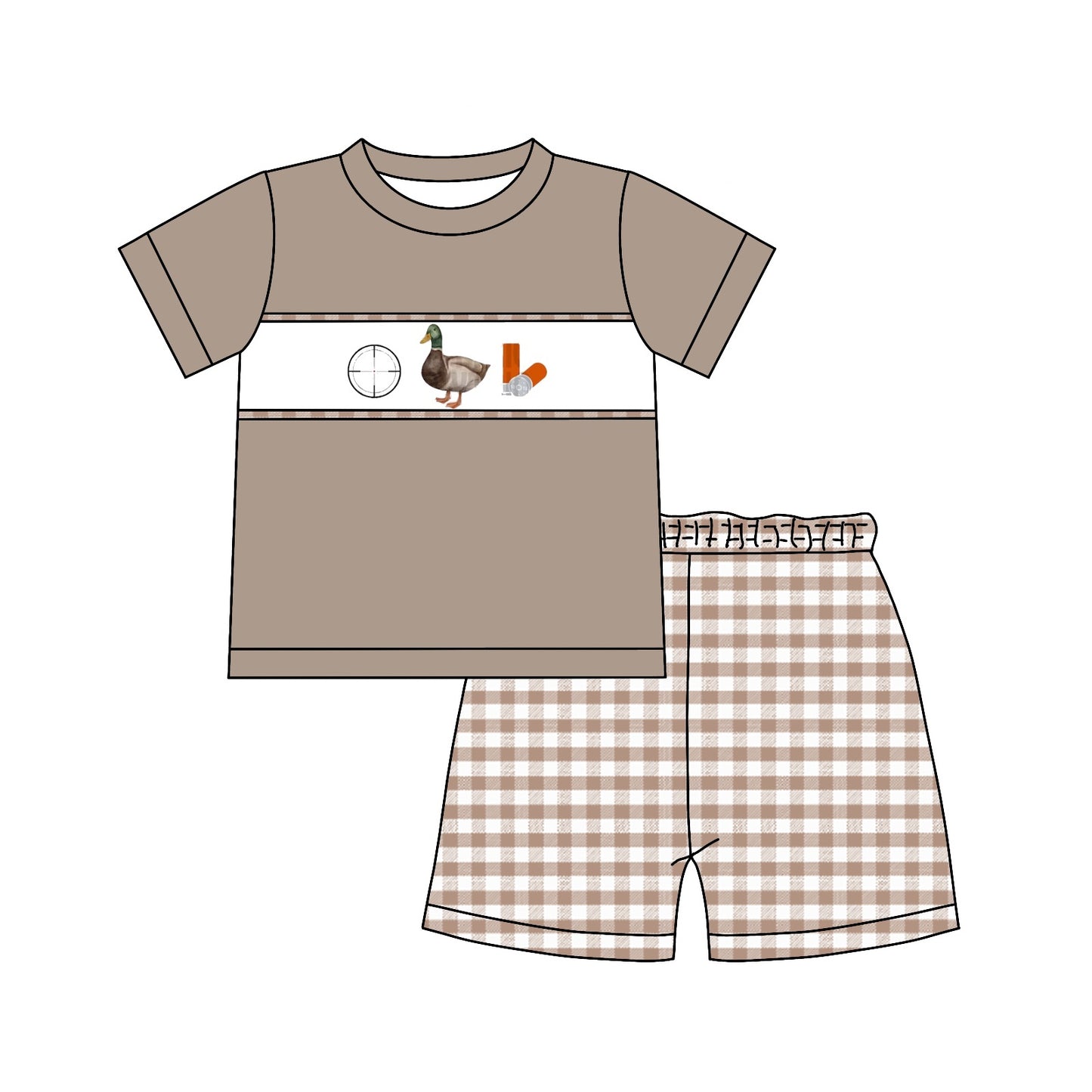 Preorder  BSSO0573 Duck Brwon Boys Short Sleeve Shorts Outfits