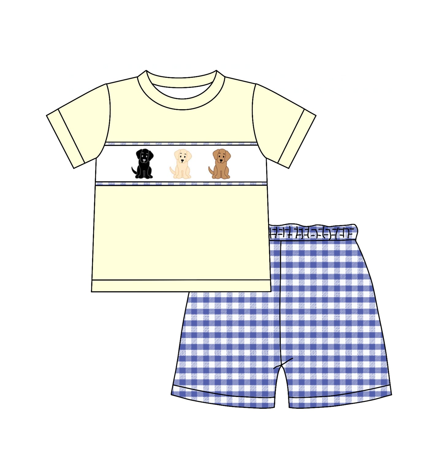 Preorder  BSSO0598 blue Dog Boys Short Sleeve Shorts Outfits