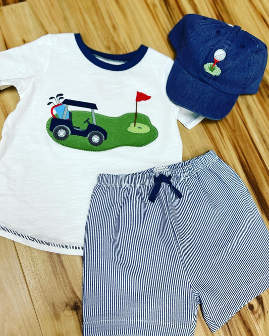 Preorder  BSSO0601 blue golf  Boys Short Sleeve Shorts Outfits