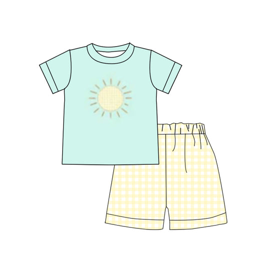 Preorder  BSSO0614  Green sun Boys Short Sleeve Shorts Outfits