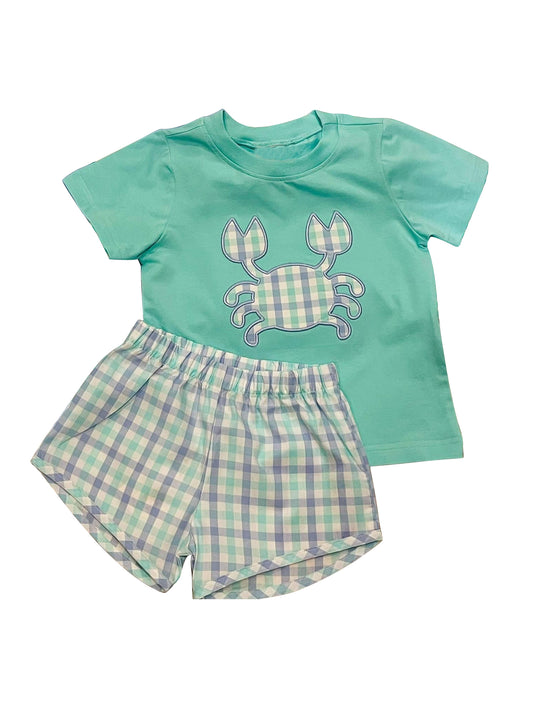 Preorder  BSSO0638  Green Caryfish  Boys Short Sleeve Shorts Outfits