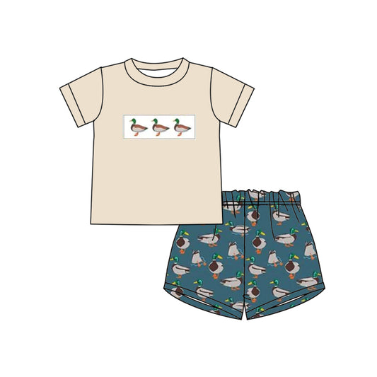 Preorder  BSSO0645 Blue duck   Boys Short Sleeve Shorts Outfits