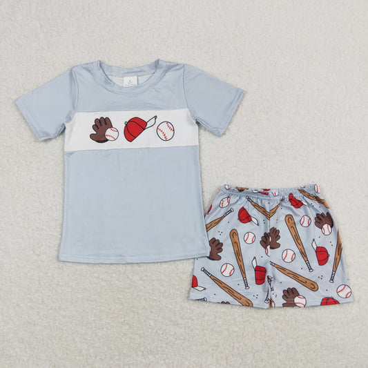 BSSO0705 Baseball Hat Blue Boys Short Sleeve Shorts Outfits RTS 202508