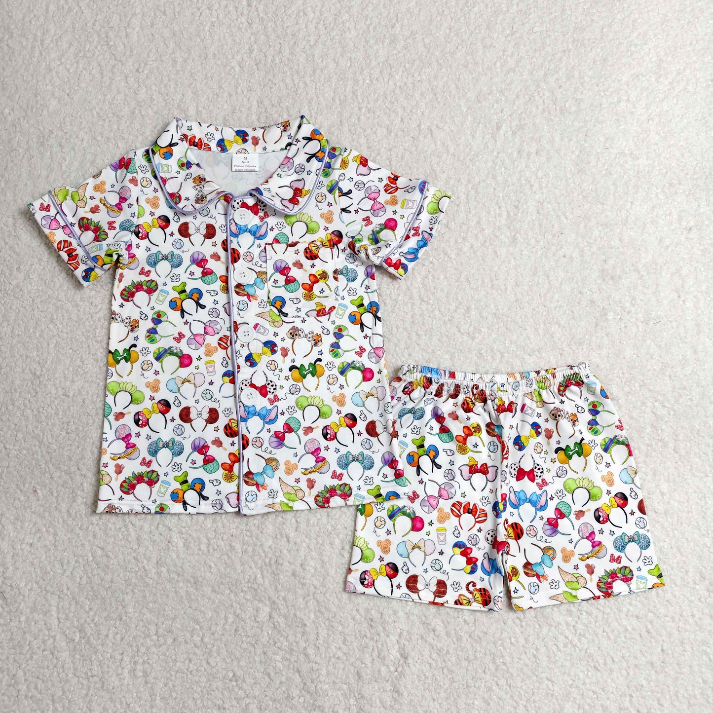 BSSO0816 Cartoon Monkey Polo Short Sleeve Shorts Boys Pajamas Sets 202606 RTS