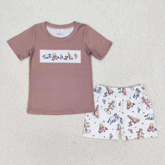 BSSO0940 Winnie the Pooh Brown short-sleeved shorts suit