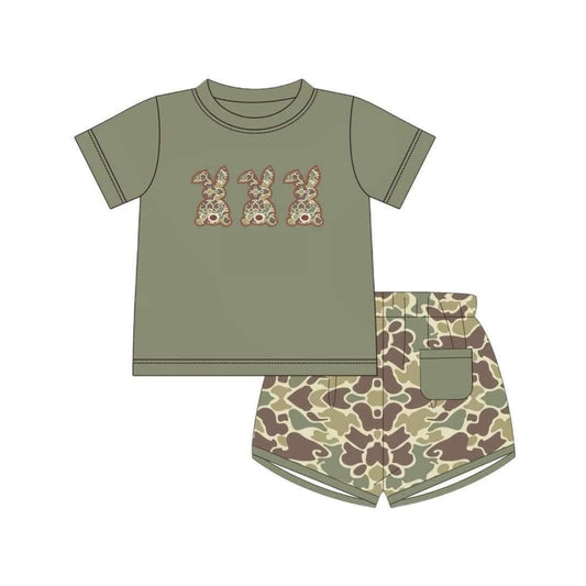 Preorder BSSO1004 Camouflage bunny green short-sleeved shorts suit