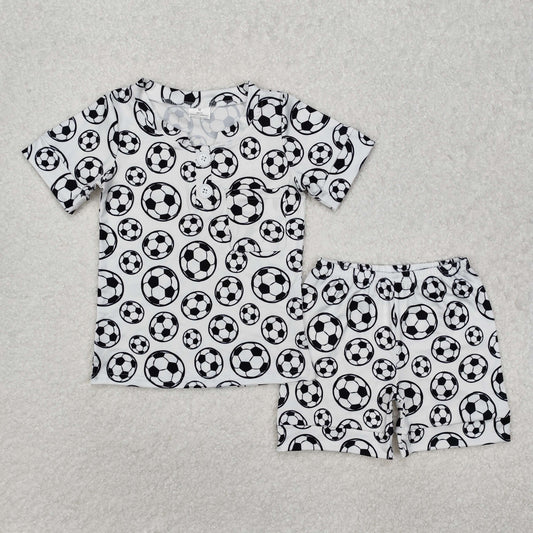 BSSO1008  Sports Boys clothes Football printed pajamas short sleeve top shorts Boys Boutique outfits 202501 RTS