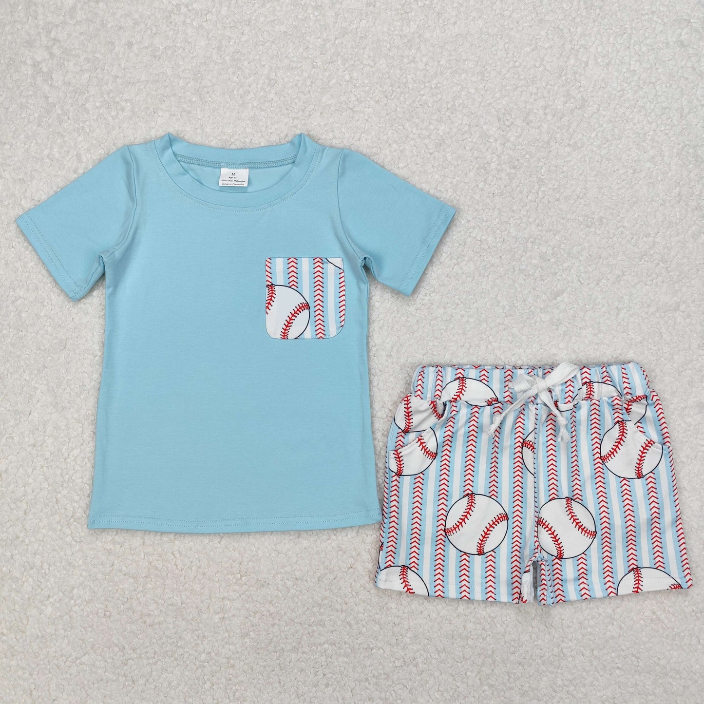 BSSO1317 Blue baseball short sleeve top shorts set boys Boutique Summer clothes 202503 RTS