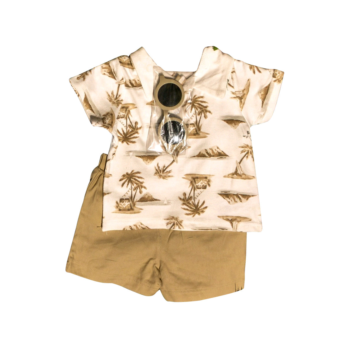 preorder BSSO1533 Coconut Tree Car Brown Short Sleeve Shorts Sets Boys Boutique Outfits 202505