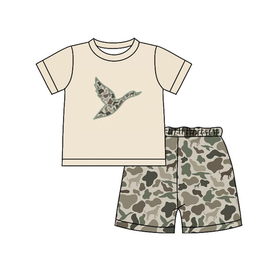MOQ 5 PCS preorder BSSO1646 Duck Hunting Camouflage Short Sleeve Shorts Boys Sets 202511