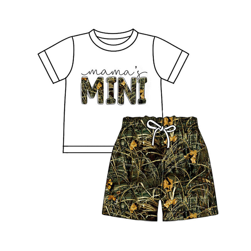 MOQ 5 PCS preorder BSSO1658 MAMA'S MINI Camouflage White Short Sleeve Shorts Boys Sets 202511