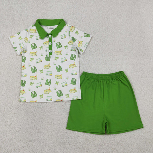 BSSO1697 Golf Green Polo Short-Sleeve Shorts Boys & Girls Sets 202601 RTS