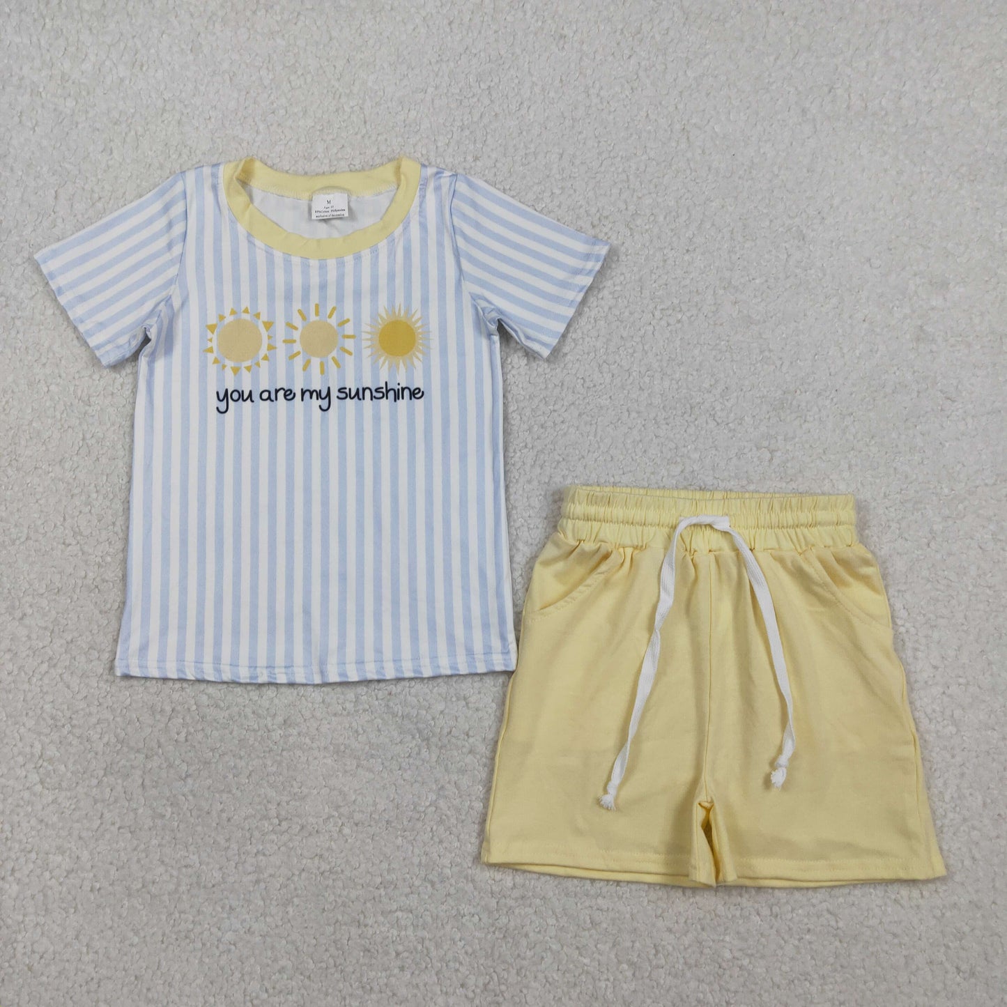 BSSO1734 You are my sunshine - sun Blue Stripe Short Sleeve Yellow Shorts Boys Sets 202602 RTS