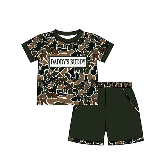 MOQ 5 PCS preorder BSSO1840 DADDY'S BUDDY Brown Green Camouflage Short Sleeve Shorts Boys Sets 202601