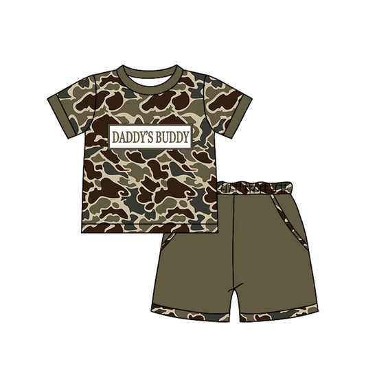 MOQ 5 PCS preorder BSSO1843 DADDY'S BUDDY Army Green Brown Camouflage Short Sleeve Shorts Boys Sets 202601