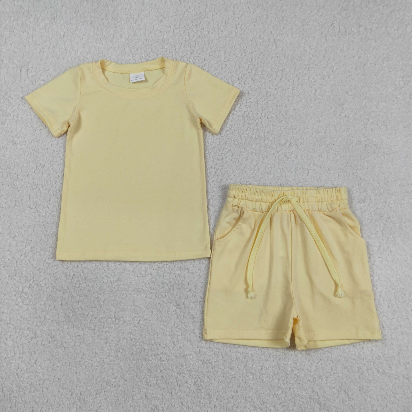BSSO1888 Solid Yellow Short Sleeve Shorts Boys Sets 202603 RTS