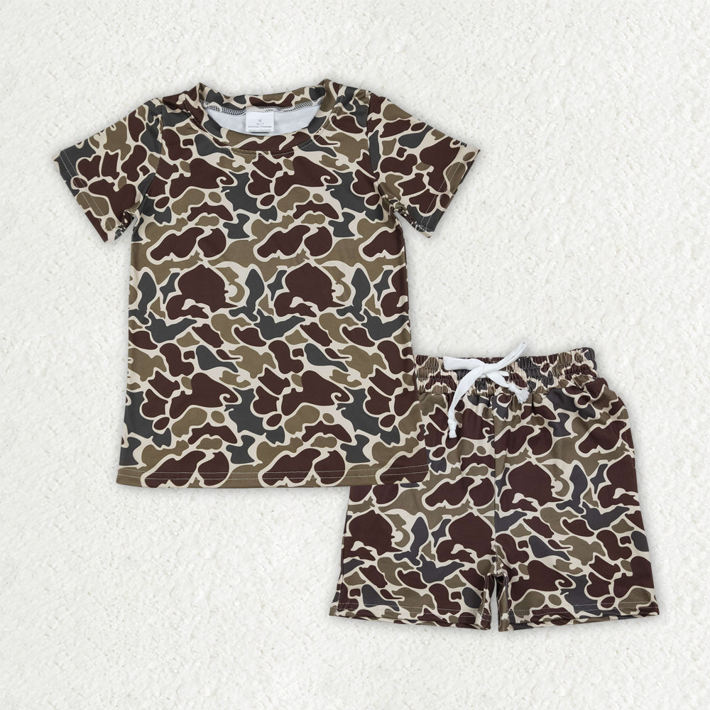 BSSO1903 Brown Camouflage Short Sleeve Shorts Boys Sets 202601 RTS
