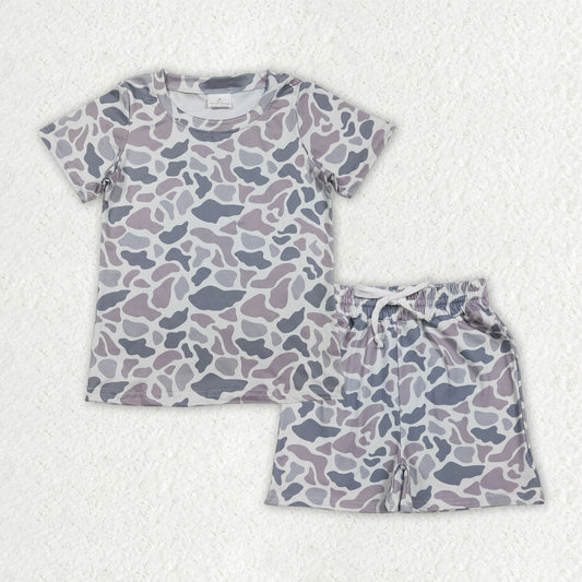 BSSO1908 Gray Blue Camouflage Short Sleeve Shorts Boys Sets 202602 RTS