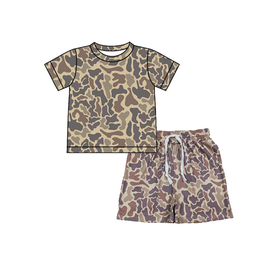 MOQ 5 PCS preorder BSSO1910 Brown Camouflage Short Sleeve Shorts Boys Sets 202601