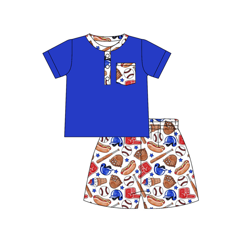 MOQ 5 PCS Pre-Order Sibling Matching Clothes Baseball Gloves Blue Boys Clothing 202601