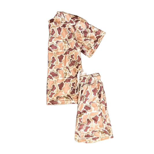 MOQ 5 PCS preorder BSSO1963 Orange Brown Camouflage Short Sleeve Shorts Boys Sets 202603