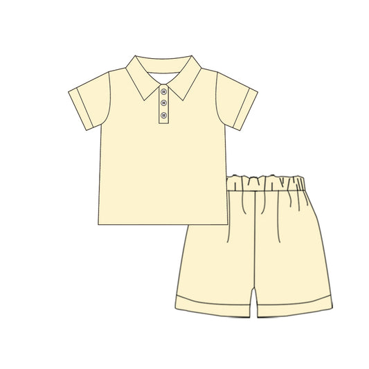 MOQ 5 PCS preorder BSSO1980 Solid Yellow Polo Short Sleeve Shorts Boys Sets 202603