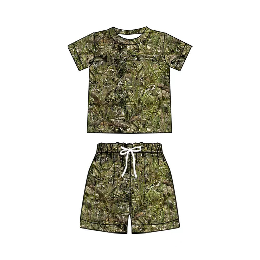 MOQ 5 PCS preorder BSSO2010 Branch Leaf Short Sleeve Shorts Boys Sets 202603