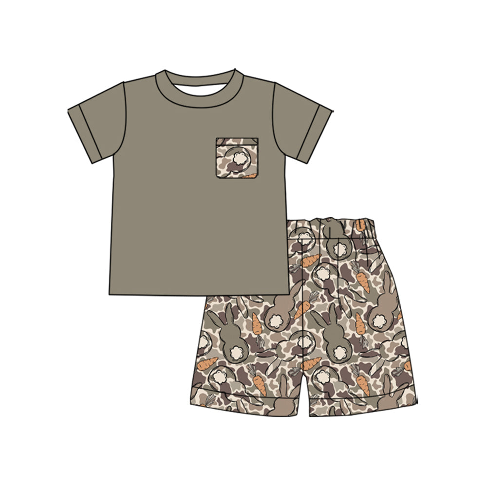 Preorder MOQ 5 pcs Each Style Easter Bunny Camo Kids Matching Clothes 202609