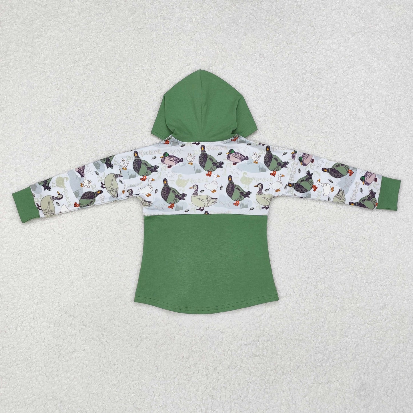 BT0357 Duck green hooded long sleeve top high quality