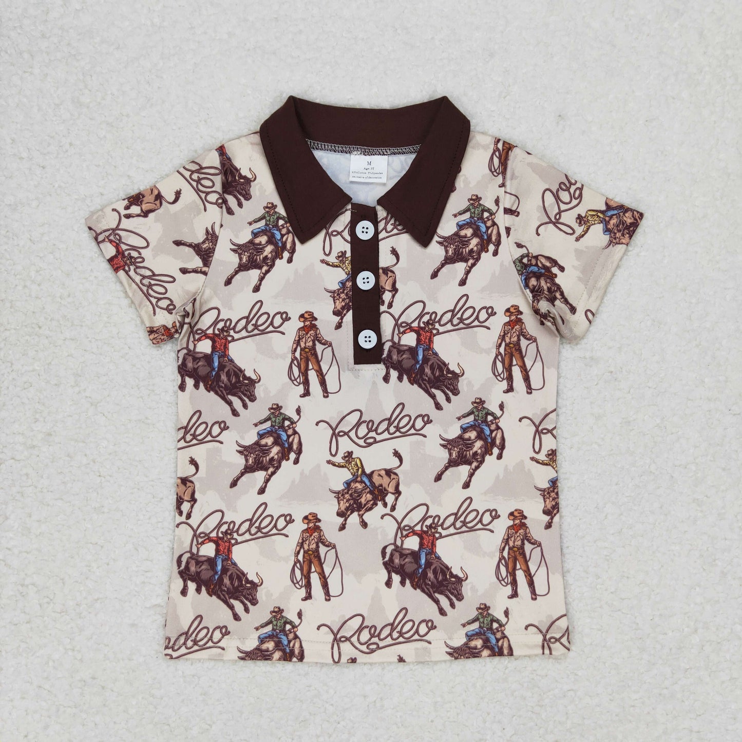 BT0558 Riding brown collar short sleeve top high quality baby clothes boy