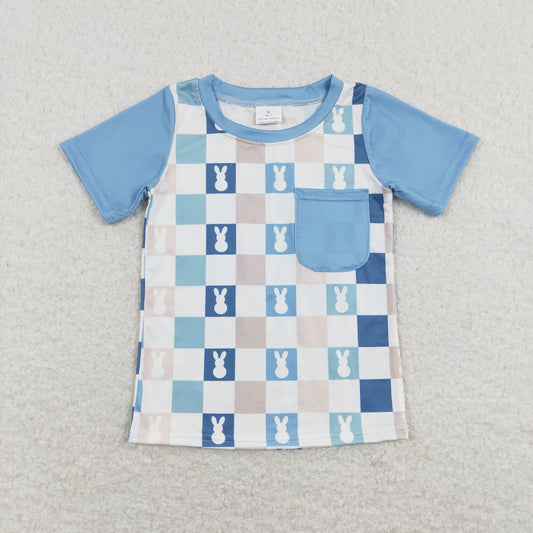 BT0590 Bunny Pocket Blue Short Sleeve Boys t Shirts RTS 202507