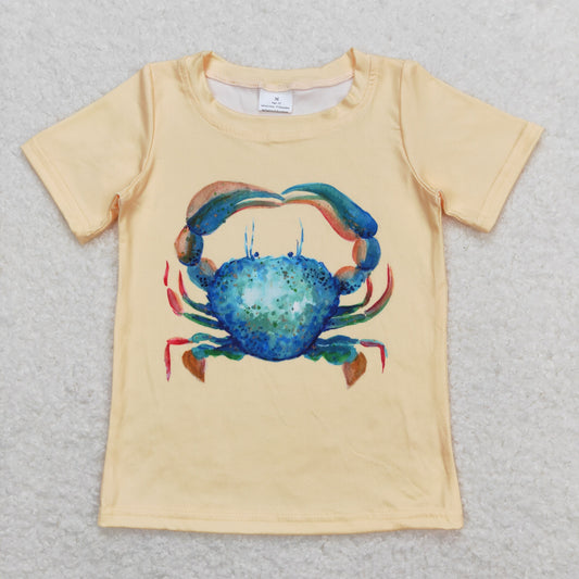 BT0612 Crab Pattern Yellow Short Sleeve Top Boys Shirts RTS 202509