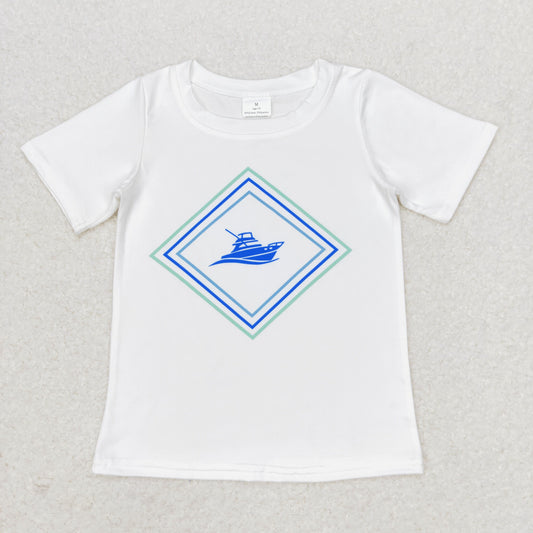 BT0613 Ship white short sleeve top high quality baby boy summer clothes