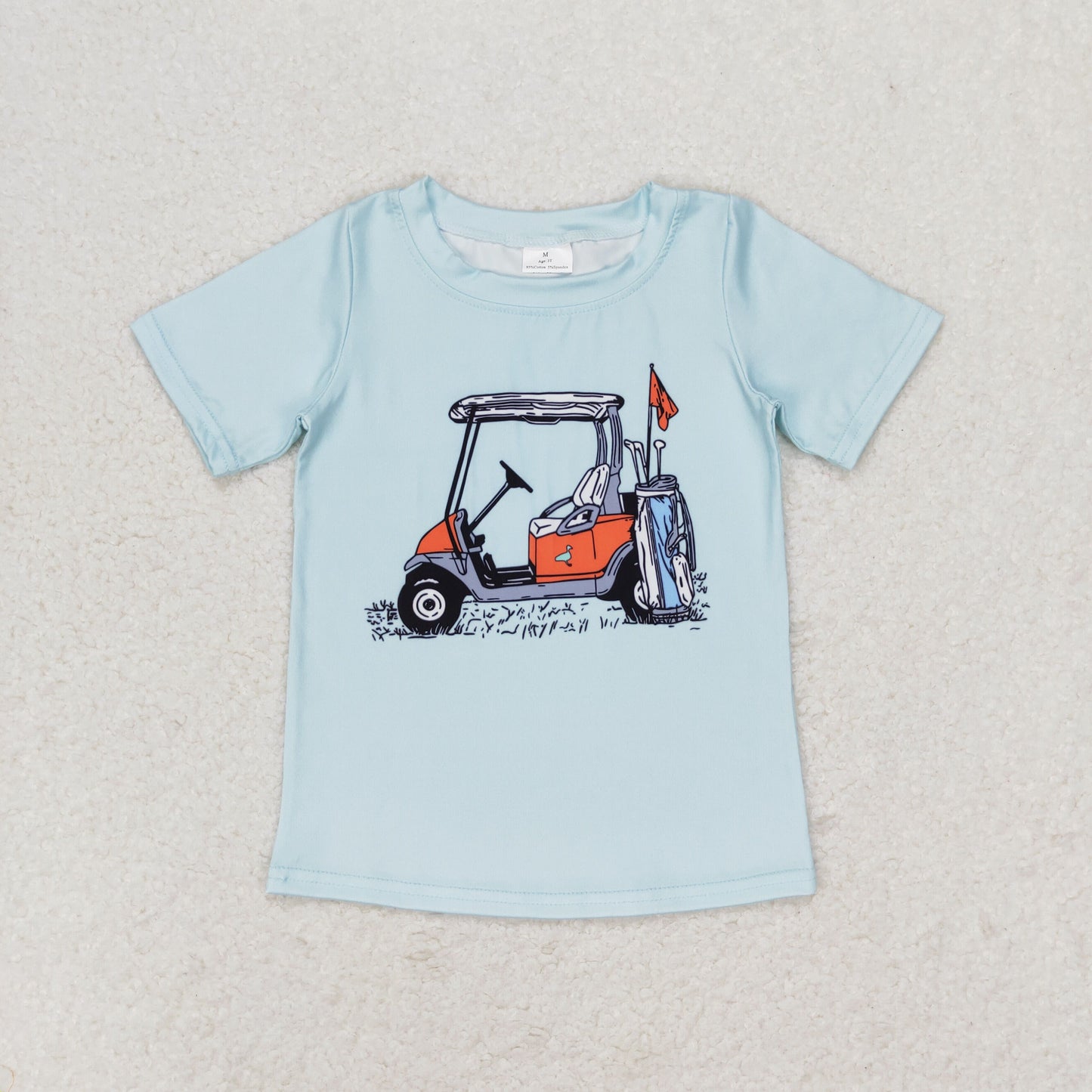 BT0646 Golf tour car teal short sleeved top high quality children boutique clothing