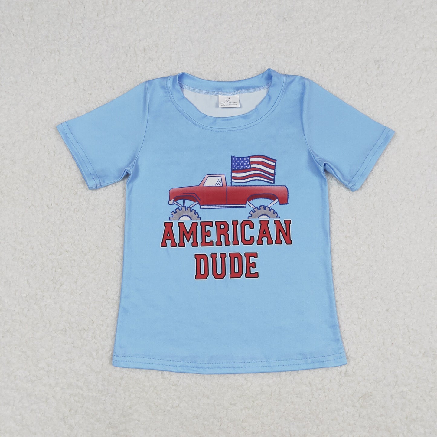 BT0650 american dude flag blue short-sleeved top boys children clothing